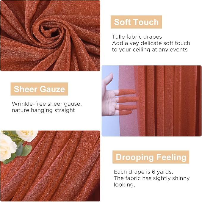 Wedding Arch Draping Fabric Backdrop Drapes 2 Panels, Terracotta | 28.7"x20FT - Image 2