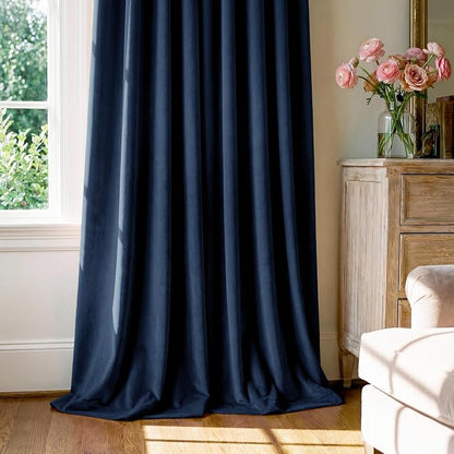Navy Blue Velvet Blackout Curtains - Image 7