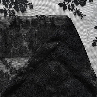 Kotile Black Floral Lace Curtains - Image 8
