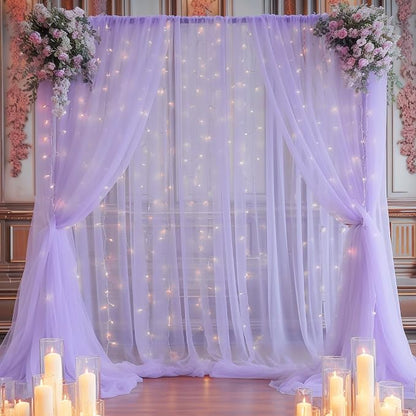 20x10ft Purple Tulle Backdrop Curtain by Partisky
