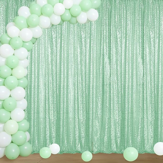Sugargirl Mint Green Sequin Backdrop Curtain 4FTx8FT Glitter Mint Green by Sugargirl