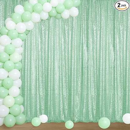 Sugargirl Mint Green Sequin Backdrop Curtain 4FTx8FT Glitter Mint Green by Sugargirl