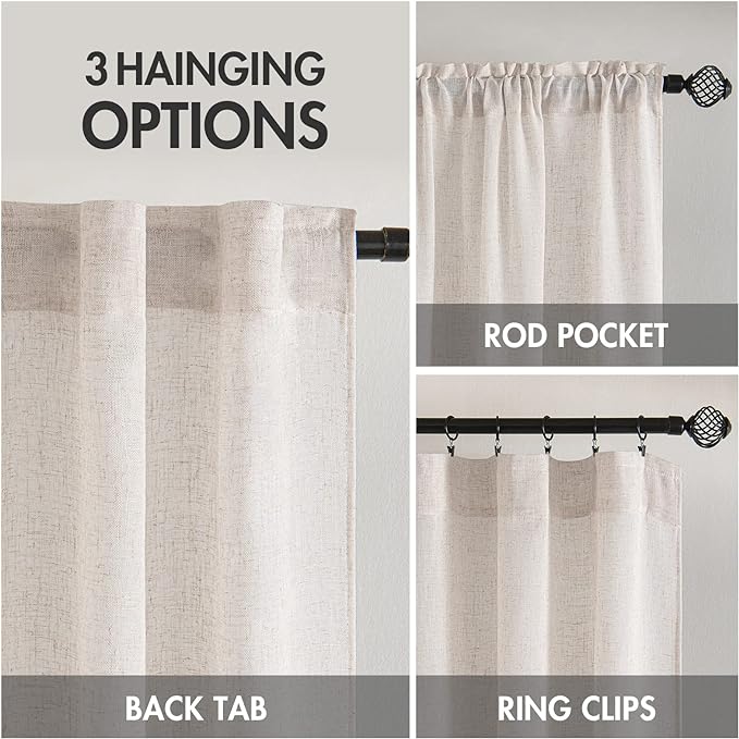 MIULEE White Linen Curtains 52x108 Inches Long - Image 3