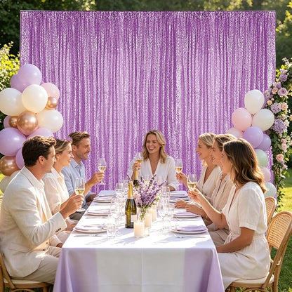 Hahuho Lavender Sequin Backdrop Curtain, Party Decoration（4 Panels, 2FT x 8FT - Image 2