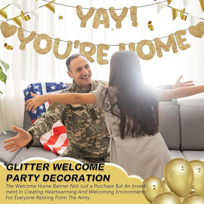 Fulmoon Pre Strung Yay You're Home Banner Glitter Welcome Home Party - Image 4