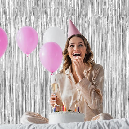 12 Pack Silver Backdrop. 3.28 FT x 7.05 FT Birthday Decorations, Metallic - Image 5