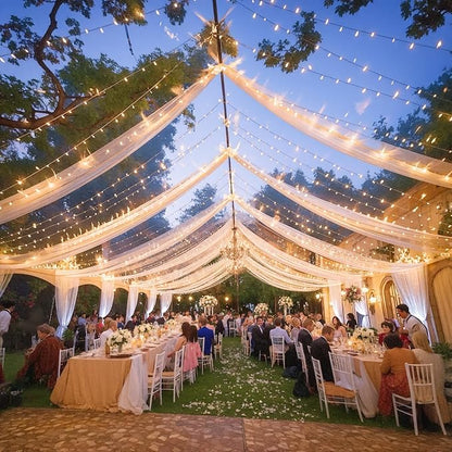 6 Panels Champagne Ceiling Drapes - Image 7