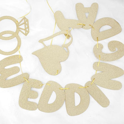 Wedding Day Banner, Champagne Gold Glitter Wedding Banner - Image 2