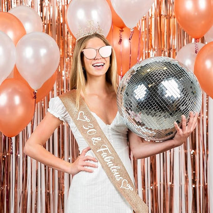10 Pack Rose Gold Backdrop Curtain 3.2ft x 8.2ft Metallic Tinsel Foil Fringe - Image 6