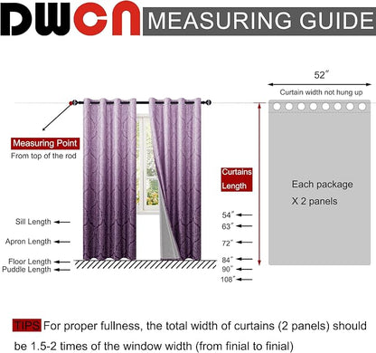 DWCN 100% Blackout Curtains 84 Inch Long-Damask Patterned Ombre Thermal - Image 8