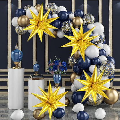60 Pcs Star Balloons Explosion 12 Point Foil Cone Balloons Magic Balloon Large - Image 3