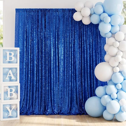 ShinyBeauty 10x10FT Royal Blue Sequin Backdrop Curtain by ShinyBeauty