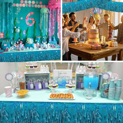 BEISHIDA Lake Blue Fringe Garland Banner 30ft Wall Tinsel Foil Streamers | 3Pack - Image 6