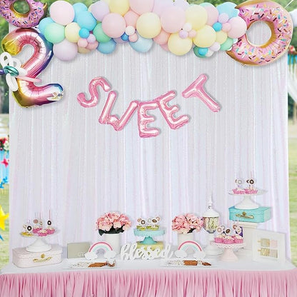 White Iridescent Sequin Curtains 10ftx10ft Photo Booths Backdrop | Photo - Image 3
