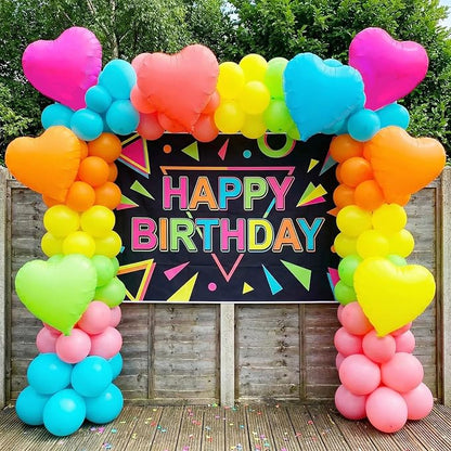 Neon Heart Balloons, 18 Inch Rainbow Heart Shape Foil Balloon - Image 4