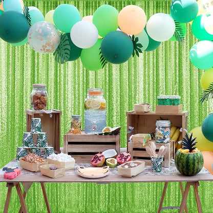 4×8FT-2PCS Apple Green Sequin Backdrop Curtains Panels, Photography Backdrop - Image 4