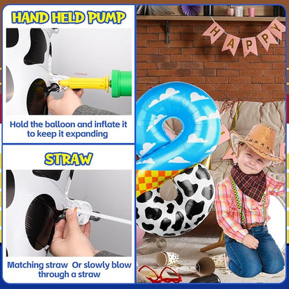 40 Inch 8 Number Balloon Blue Clouds Cartoon Story Balloons Toy Inspired Story - Image 4