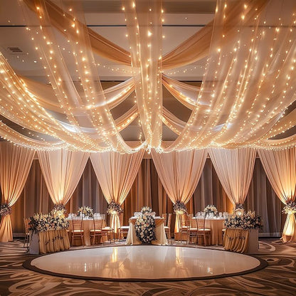 6 Panels Champagne Ceiling Drapes - Image 7