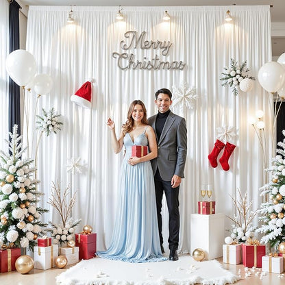 20x10ft White Glitter Backdrop Curtain - Image 8