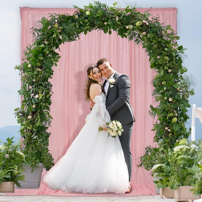 PartyDelight Pink Sequin Backdrop 6x6ft Sparkly Photo Curtain | 4 Inch Rod - Image 7