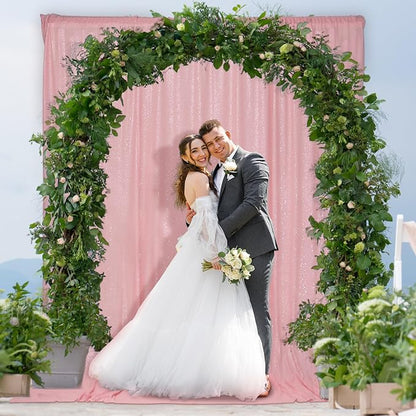PartyDelight Pink Sequin Backdrop 6x6ft Sparkly Photo Curtain | 4 Inch Rod - Image 7