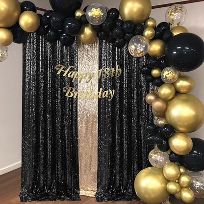 Black Backdrop Curtains 2 Pcs 5FTx10FT Sequin Party Curtains Seamless Background - Image 7