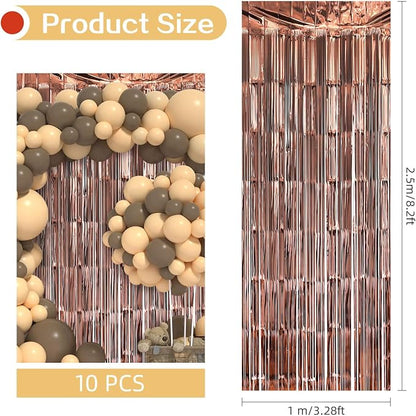 10 Pack Brown Backdrop Curtain 3.2ft x 8.2ft Metallic Tinsel Foil Fringe - Image 3