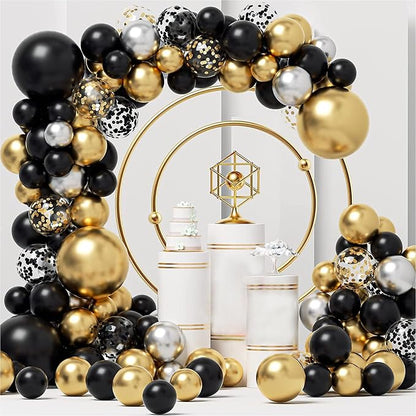 160PCS Glod Sliver Black Confetti Balloons Arch Garland Kit - Image 4