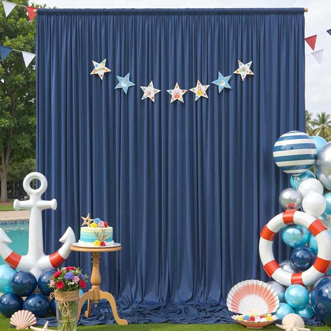 40ft×12ft Wrinkle Free Navy Blue Backdrop Curtain - Image 6
