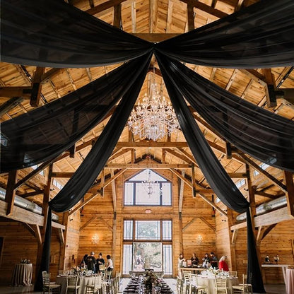 6 Panels Black Ceiling Drapes for Wedding Ceiling Drapes 5ftx10ft Wedding Arch by Showgeous