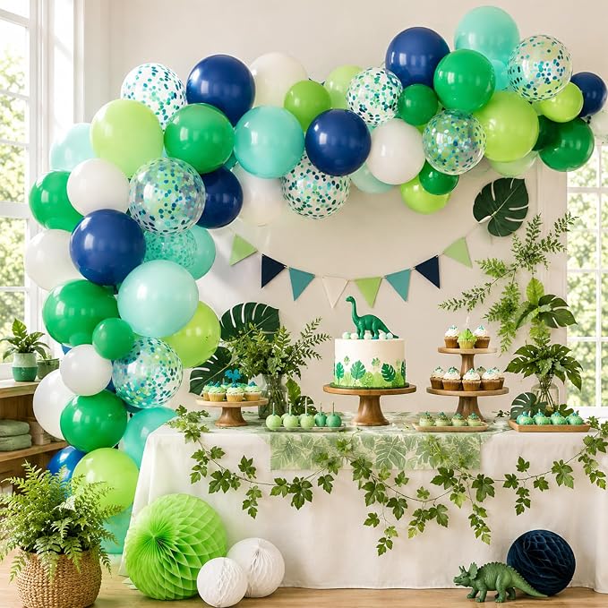 Blue Green Balloons, Fruit Green, Kids Boys Dino Jungle Safari Prehistoric - Image 4