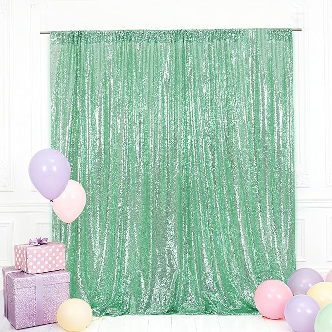 Eternal Beauty Mint Green 3mm Sequin Backdrop 6x8 Ft by EternalBeauty