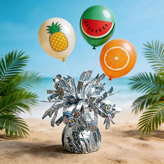 Glitter Silver Balloon Weights, 6 Pack | Glitter silver PET film; helium - Image 4