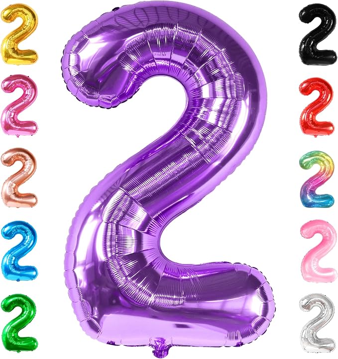 KatchOn Purple Number 2 Balloon 40 Inch 2nd Birthday Decorations by KatchOn