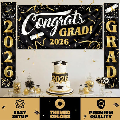JOYIN 3 Pcs Graduation Decorations Class of 2026, Large Graduation Banners Set - Image 3