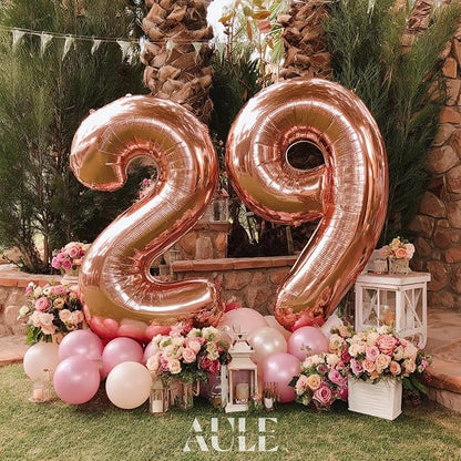 AULE 40 Inch Rose Gold 29 Balloon Number Foil 0-9 Birthday Big Numbers | - Image 2