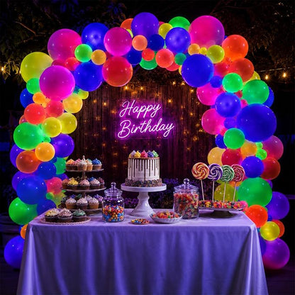 100 Pcs UV Neon Balloons, Neon Glow Party Balloons UV BlackLight Balloons glow - Image 7