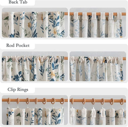 MYSKY HOME Floral Linen Curtains 90 inch Length 2 Panels Set - Image 4
