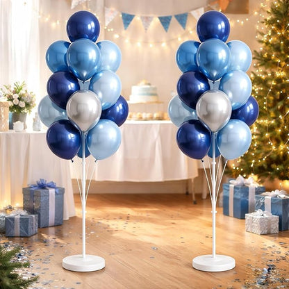 2 Sets of Chrome Blue Sliver Balloon Column Stand Kit, - Image 7