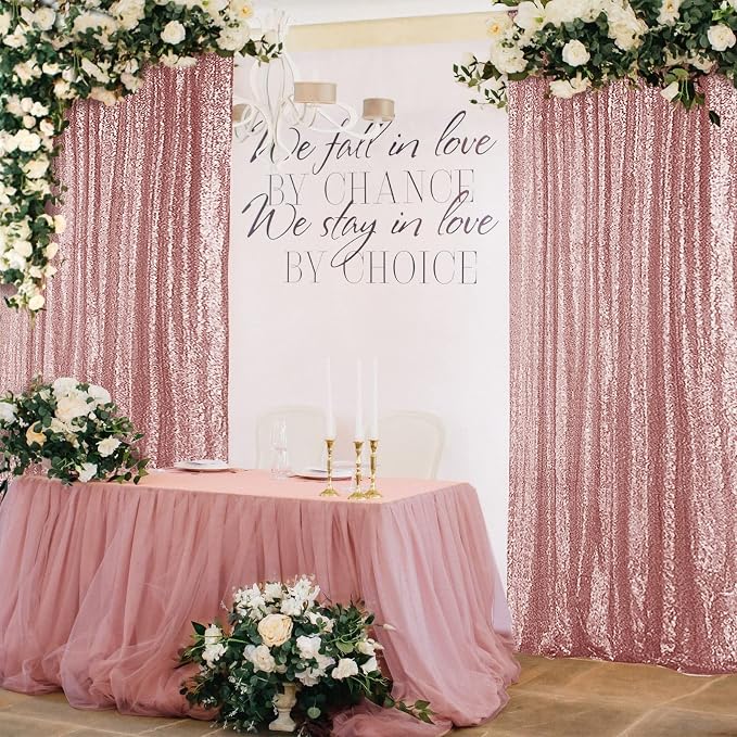 Hahuho Rose Gold Sequin Backdrop Curtain, Party Decoration（4 Panels, 2FT x 8FT - Image 3