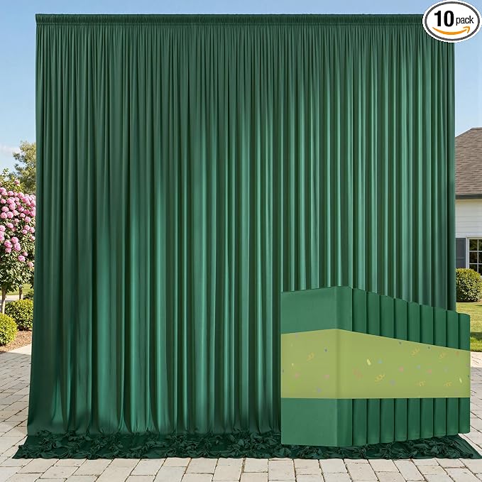 50ftx10ft Wrinkle Free Hunter Green Backdrop Curtains by ENJOYYOURPARTY