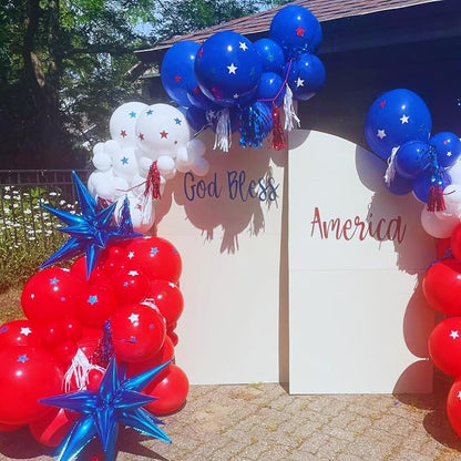 Red Blue White Balloons, 12 Inch Star Printed Red White and Blue - Image 8