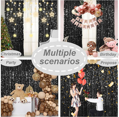 18MM Black Big Sequin Payatte Backdrop Curtains 4.5FTX9FT 2 Panels-Black Drapes - Image 7