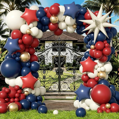 143pcs Red White and Blue Balloon Arch Kit White Navy Blue Red Balloons | 4th by Unknown