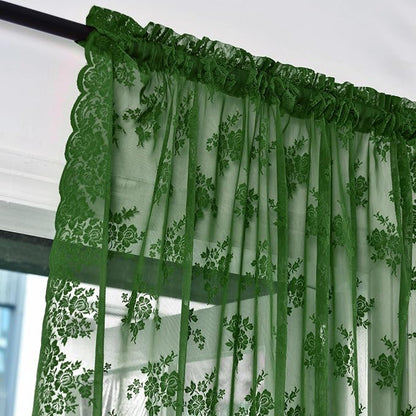 Kotile Short Dark Green Lace Curtains - Image 3