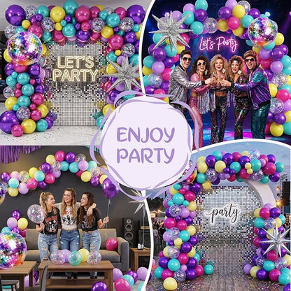 Pink Blue Purple Balloon, 12 Inch Hot Pink Metallic Purple Teal Yellow Balloons - Image 6
