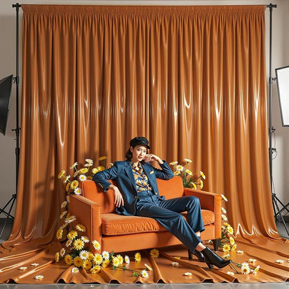 10x10ft Rust Orange Glitter Backdrop Curtain - Image 4