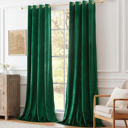 BULBUL Velvet Green Blackout Curtains 102 inch Long - Image 8