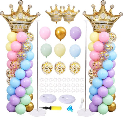 Pastel Princess Party Balloon Column Stand Arch Kit Set of 2 by KIRINDECORATION