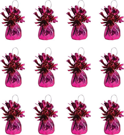 Beistle Metallic Wrapped Balloon Weight – 12 Pack, Cerise Pink Balloon by Beistle